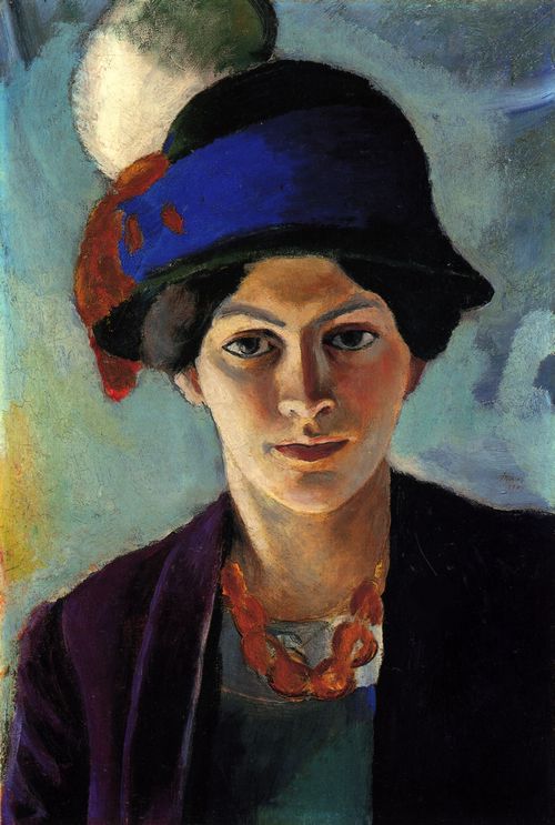 Macke, August: Porträt der Frau des Künstlers mit Hut