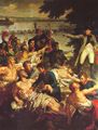 Meynier, Charles: Napoleons Rückkehr auf die Insel Lobau am 23. Mai 1809, Detail