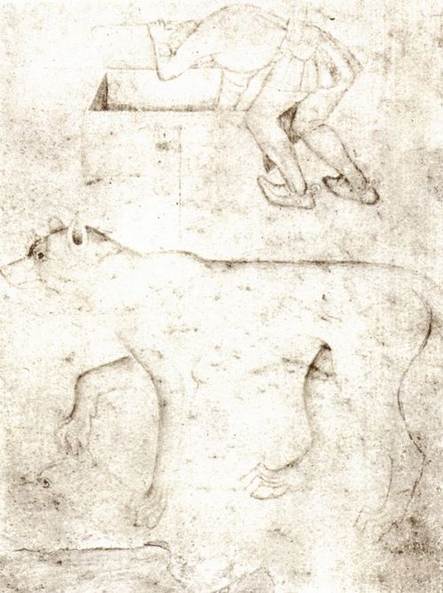 Lombardischer Meister des frühen 15. Jahrhunderts: Wolf und Figurenszene, Musterbuch