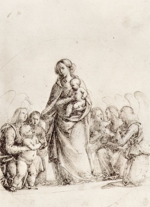Bartolomeo, Fra: Stehende Madonna mit Kind, von Engeln angebetet