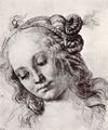 Verrocchio, Andrea del: Kopf einer Frau mit kunstvoller Frisur