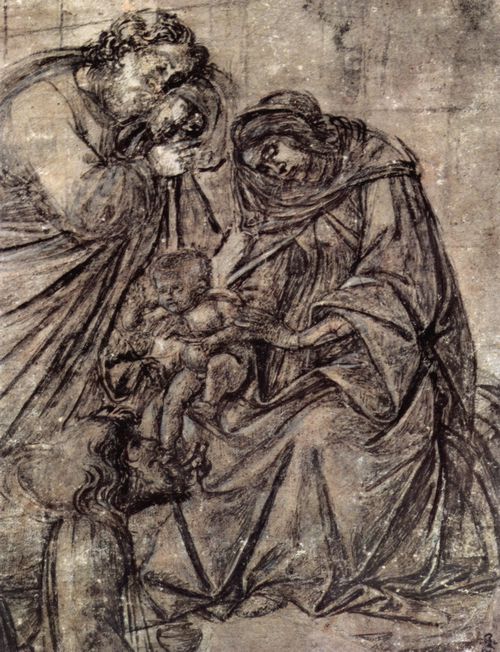Botticelli, Sandro (Werkstatt): Fragment eines Kartons: Anbetung der Heiligen drei Knige