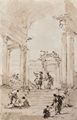 Guardi, Francesco: Gestalten unter einer Säulenhalle