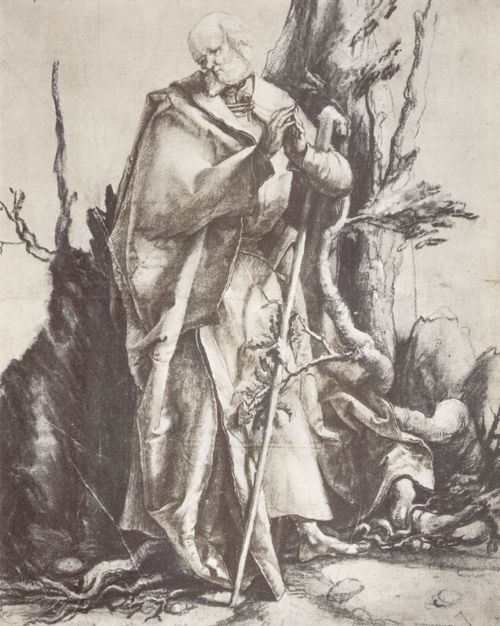 Grnewald, Mathis Gothart: Im Walde stehender Heiliger mit Stab (Joseph, Flucht nach gypten)