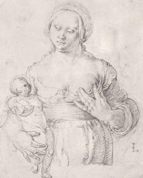 Leyden, Lucas van: Eine Mutter, ihrem Kind die Brust reichend