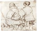 Bruegel d. Ä., Pieter: Zwei sitzende Bäuerinnen, Rückenansicht