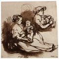 Rembrandt Harmensz. van Rijn: Studie von zwei Frauen mit kleinen Kindern
