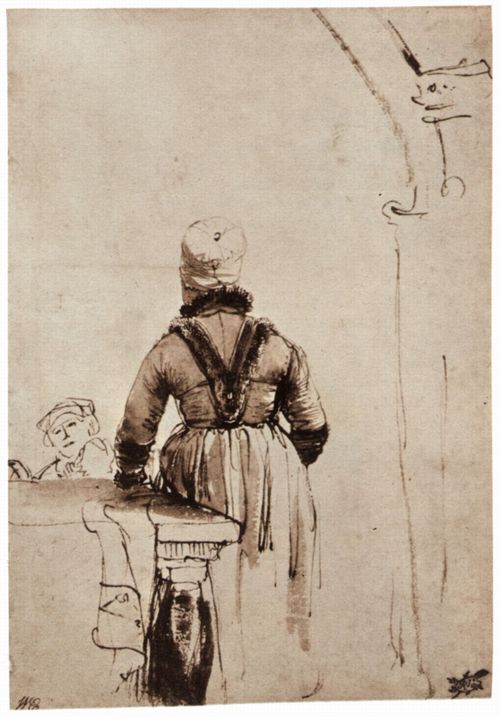 Rembrandt Harmensz. van Rijn: Frau in nordhollndischer Tracht, Rckenfigur