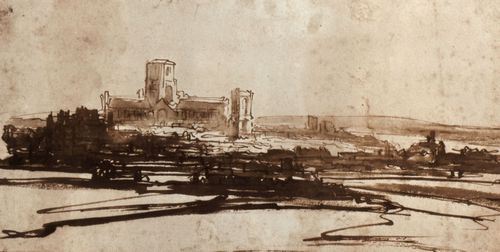 Rembrandt Harmensz. van Rijn: Ansicht von London mit der alten St.-Pauls-Kathedrale (von Norden gesehen)