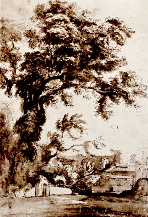 Lorrain, Claude: Baum mit römischen Ruinen