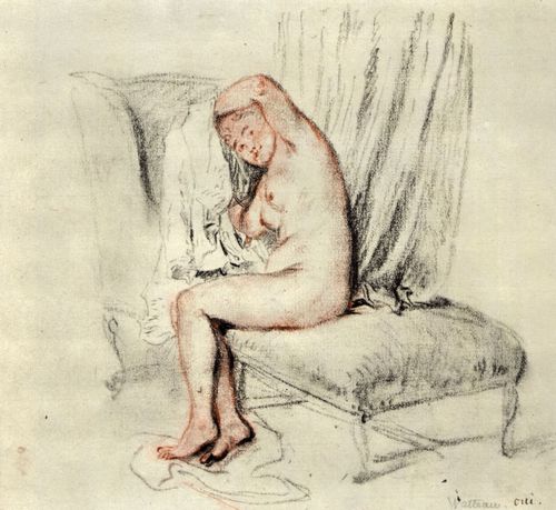 Watteau, Antoine: Weiblicher Akt auf Sofa