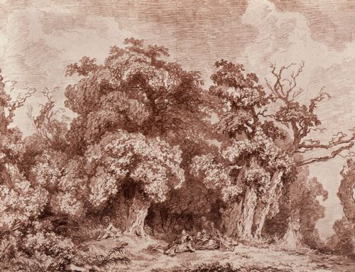 Fragonard, Jean-Honor: Landschaft (Gesellschaft in einer Waldlichtung)