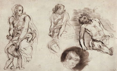 Delacroix, Eugne Ferdinand Victor: Studienblatt zur »Medea«
