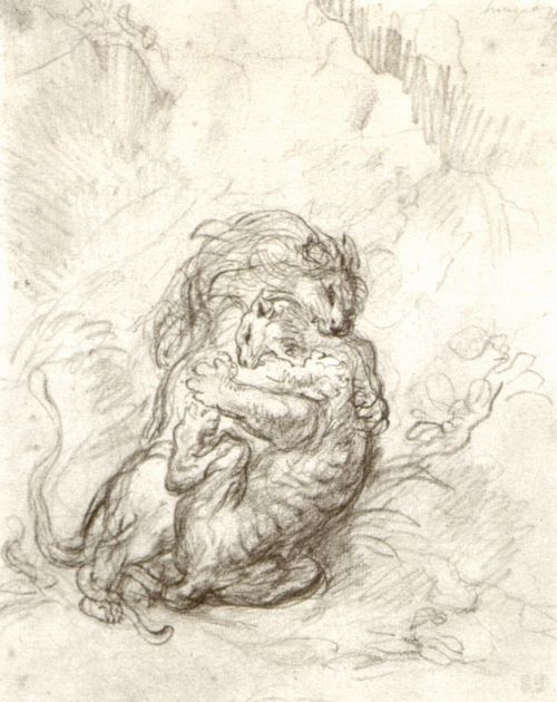 Delacroix, Eugne Ferdinand Victor: Kampf zwischen Lwe und Tiger