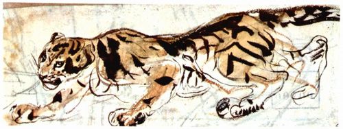 Delacroix, Eugne Ferdinand Victor: Tiger nach links