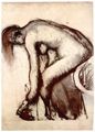 Degas, Edgar Germain Hilaire: Nach dem Bade: weiblicher Akt, die Fsse trocknend