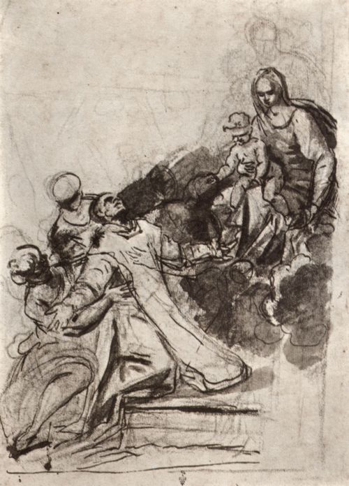 Murillo, Bartolom Esteban Perez: Die Hl. Jungfrau Maria mit dem Kinde erscheint einem Mnch (Hl. Bruno) in Ekstase