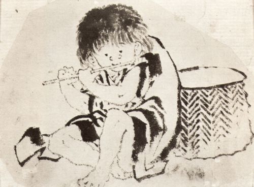 Hokusai, Katsushika: Knabe mit Flte