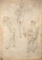 Pisanello: Zwei Aktzeichnungen von Jnglingen und eine Figur des Hl. Petrus