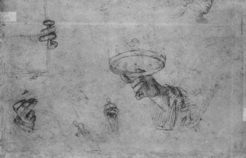 Raffael: Krnung des Hl. Nikolaus von Toelntino, Studie, Hnde der Heiligen Nikolaus und Augustinus