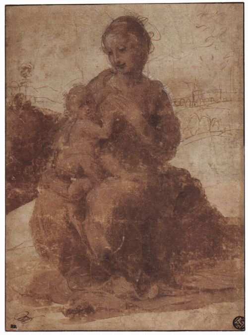Raffael: Madonna mit dem Baldachin, Studie, Madonna mit dem Kind in einer Landschaft