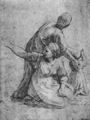 Raffael: Borgobrand, Studie, Zwei kniende Frauen mit Kind