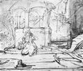 Rembrandt Harmensz. van Rijn: Hagar am Brunnen auf dem Wege nach Sur
