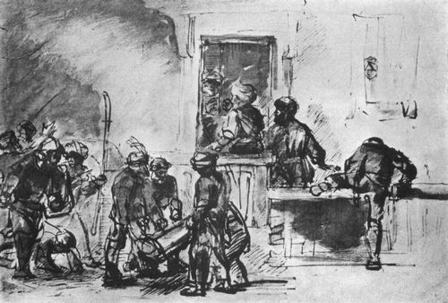 Rembrandt Harmensz. van Rijn: Die Mnner aus Sodom vor Lots Haus