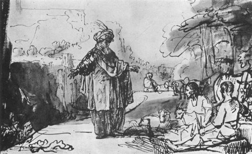 Rembrandt Harmensz. van Rijn: Laban bei der Schafschur