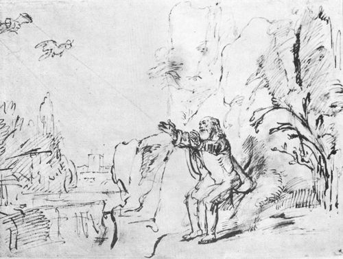 Rembrandt Harmensz. van Rijn: Elia wird von Raben versorgt