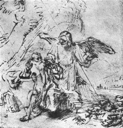 Rembrandt Harmensz. van Rijn: Elia und der Engel in der Wste