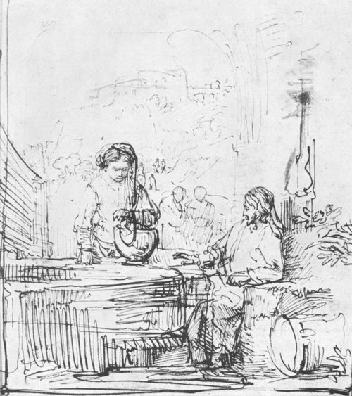 Rembrandt Harmensz. van Rijn: Jesus und die Samariterin am Brunnen