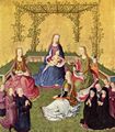 Klner Maler um 1430: Maria im Rosenhaag mit Heiligen und Stiftern