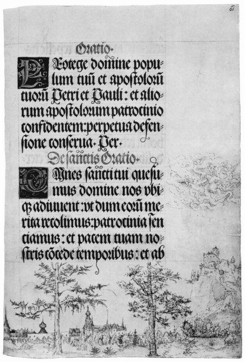 Cranach d. ., Lucas: Maximilianisches Gebetbuch, Engel in Wolken und Landschaft