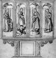 Cranach d. Ä., Lucas: Altarentwurf, Außenansicht der Flügel, von links: Hll. Dorothea, Margaretha, Christina und Agnes