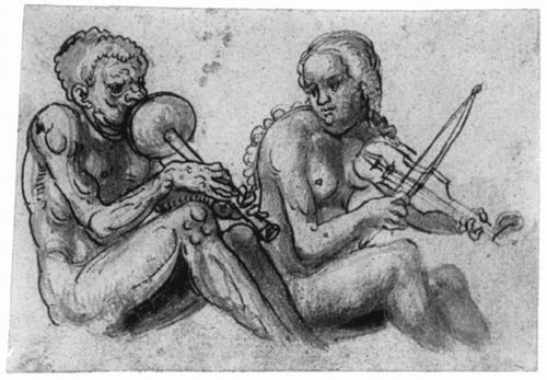 Cranach d. ., Lucas: Sitzendes nacktes Paar, musizierend