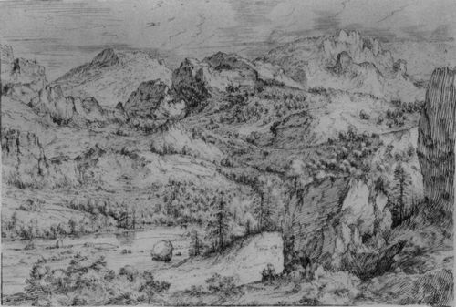 Bruegel d. ., Pieter: Alpenlandschaft mit einem zeichnendem Knstler