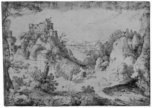 Bruegel d. ., Pieter: Landschaft mit Schloss auf Felsen