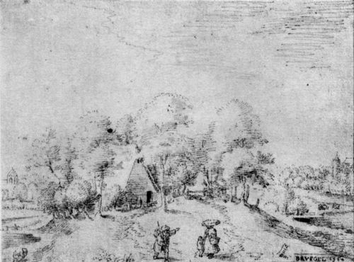 Bruegel d. ., Pieter: Dorflandschaft mit Bauernfamilie