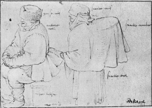 Bruegel d. ., Pieter: Sitzender Bauer und stehende Buerin mit Korb