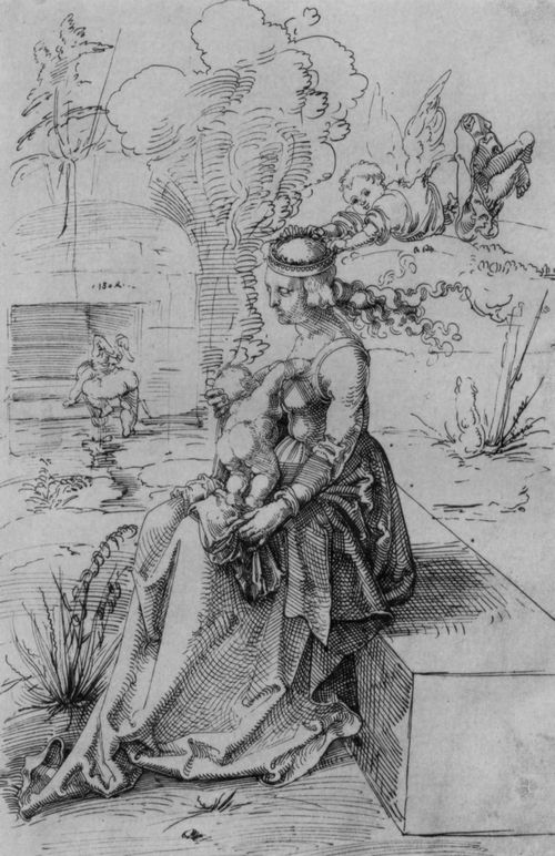 Baldung Grien, Hans: Maria mit Kind, von einem Engel gekrnt