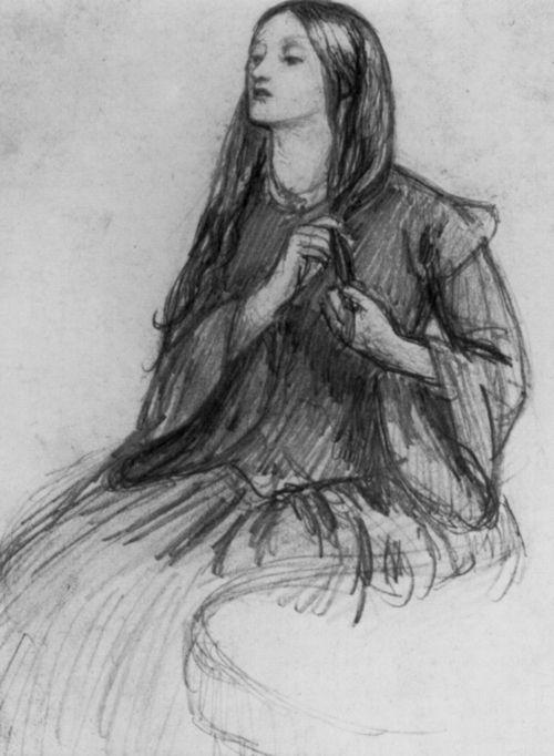 Rossetti, Dante Gabriel: Elizabeth Siddal, ihr Haar flechtend