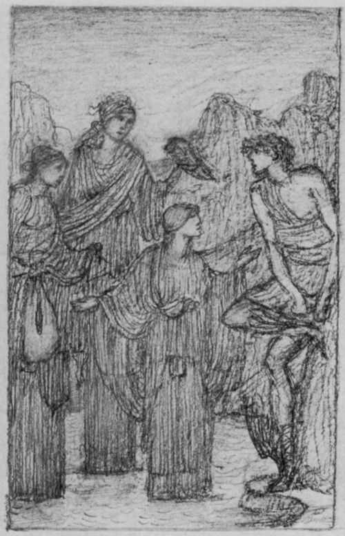 Burne-Jones, Sir Edward: Entwurf zur Perseus-Geschichte, Szene: Perseus und die Meernymphen