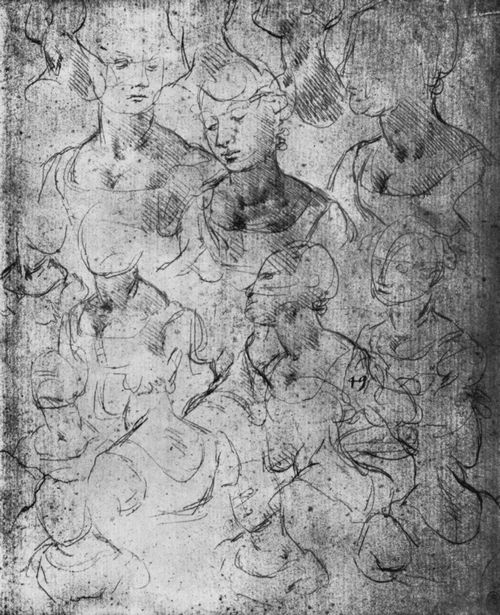 Leonardo da Vinci: Studienblatt mit weiblichen Figuren