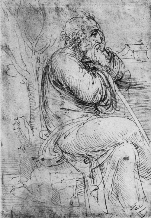 Leonardo da Vinci: Alter Mann, sitzend, im Profil