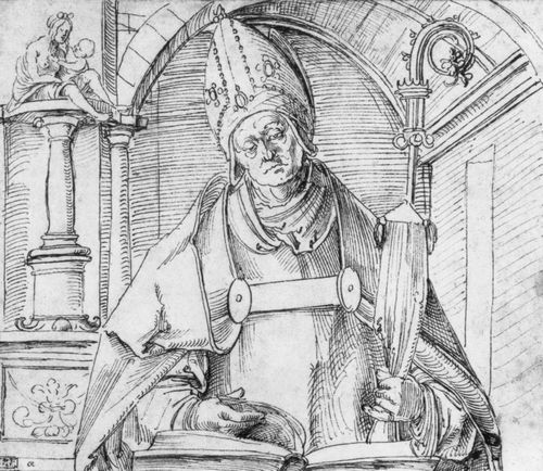 Kulmbach, Hans Süß von: Scheibenriß mit Äbten des Nürnberger Egidienklosters, Abt Johann Rottenecker