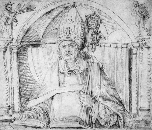 Kulmbach, Hans Süß von: Scheibenriß mit Äbten des Nürnberger Egidienklosters, Abt Johann Seckler