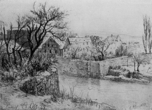 Menzel, Adolf Friedrich Erdmann von: Dorf an einem Fluss, in der Nhe von Kassel