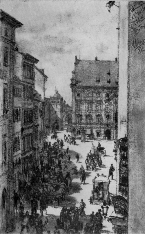 Menzel, Adolf Friedrich Erdmann von: Mnchen, Blick vom Hotel Detzer auf den Innsbrucker Platz