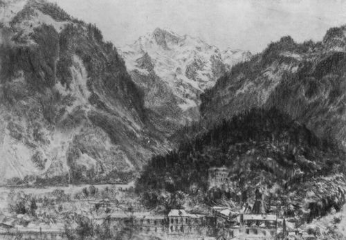 Menzel, Adolf Friedrich Erdmann von: Interlaken mit Ausblick auf die Jungfrau